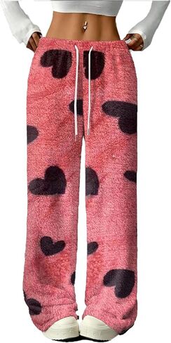 Womens Fuzzy Pajama Pants Cute Plush Sleep Pants Cozy Fleece Loungewear Bottoms Warm Lounge Pants in Saudi Arabia