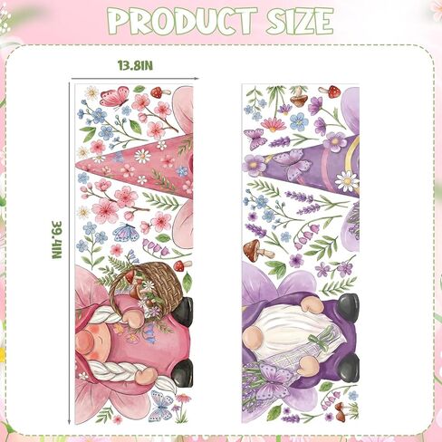 Xzentira ورقتان من ملصقات النوافذ الكبيرة الربيعية، ملصقات نافذة جنوم، لمستلزمات حفلات الربيع وديكورات نافذة عيد الفصح وديكورات أعياد الميلاد in Kuwait