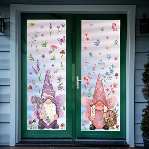 Xzentira ورقتان من ملصقات النوافذ الكبيرة الربيعية، ملصقات نافذة جنوم، لمستلزمات حفلات الربيع وديكورات نافذة عيد الفصح وديكورات أعياد الميلاد in Kuwait