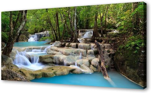 Cao Gen Decor Art S01598 1 Panels Wall Art Tropical Beautiful Waterfall Prints Light Green Forest Natural Picture Canvas Paintings Scenery Spring Summer Landscape for Home Wall Decor Artwork in Kuwait