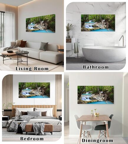 Cao Gen Decor Art S01598 1 Panels Wall Art Tropical Beautiful Waterfall Prints Light Green Forest Natural Picture Canvas Paintings Scenery Spring Summer Landscape for Home Wall Decor Artwork in Kuwait