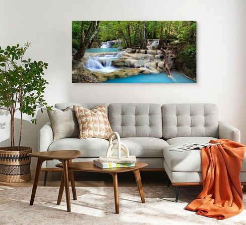 Cao Gen Decor Art S01598 1 Panels Wall Art Tropical Beautiful Waterfall Prints Light Green Forest Natural Picture Canvas Paintings Scenery Spring Summer Landscape for Home Wall Decor Artwork in Kuwait