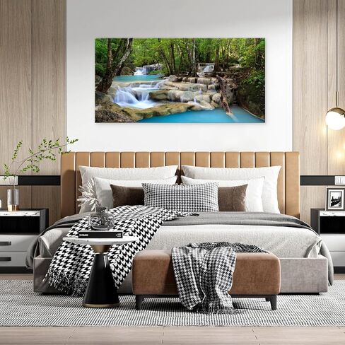 Cao Gen Decor Art S01598 1 Panels Wall Art Tropical Beautiful Waterfall Prints Light Green Forest Natural Picture Canvas Paintings Scenery Spring Summer Landscape for Home Wall Decor Artwork in Kuwait
