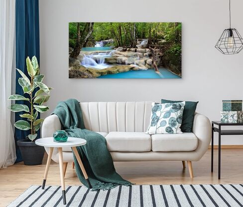 Cao Gen Decor Art S01598 1 Panels Wall Art Tropical Beautiful Waterfall Prints Light Green Forest Natural Picture Canvas Paintings Scenery Spring Summer Landscape for Home Wall Decor Artwork in Kuwait