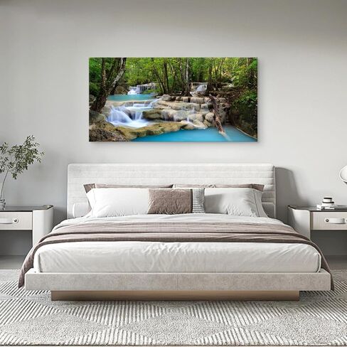 Cao Gen Decor Art S01598 1 Panels Wall Art Tropical Beautiful Waterfall Prints Light Green Forest Natural Picture Canvas Paintings Scenery Spring Summer Landscape for Home Wall Decor Artwork in Kuwait