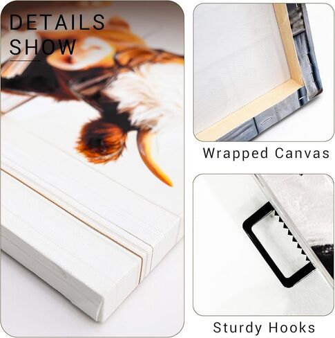 Poemwish Highland Cow Wall Art، كتاب قراءة ديكور بقرة المرتفعات غريب الأطوار، لوحة فنية جدارية قماشية ملتوية بألوان بنية، مشهد حمام حيواني مضحك in Saudi Arabia