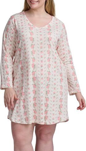 Karen Neuburger womens Plus Size Long Sleeve Nightshirt With Picot Trim in Saudi Arabia