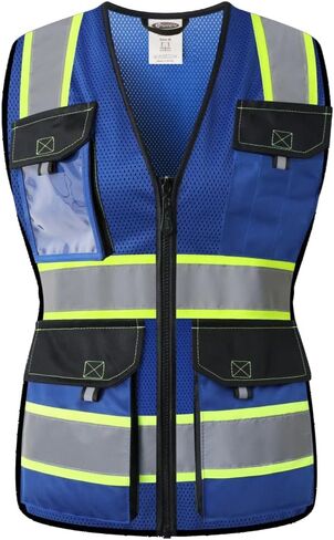 سترة أمان عاكسة للضوء للنساء من JKSafety مع جيوب وسحاب، متوافقة مع ANSI، طراز مناسب للخصر BX362 in Kuwait