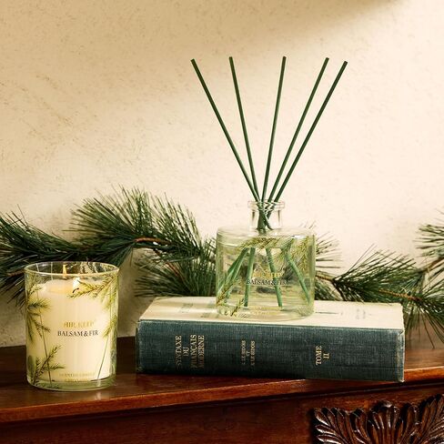 Airkeep Reed Diffuser، مجموعة ناشر عطور منزلية من البلسم والتنوب، 6.76 أونصة سائلة، تتضمن 8 أعواد ناشرة للقصب، ناشر زيت عطري - ناشر للعلاج العطري، ديكور مكتب غرفة النوم والمنزل وهدية in Kuwait