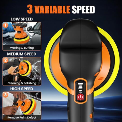 طقم تلميع عازل لاسلكي مع بطاريتين بقدرة 2000 مللي أمبير في الساعة 21 فولت، جهاز تلميع شمع السيارة 6 بوصة، 3 سرعات متغيرة، 6 قطع ملحقات إضافية، آلة تلميع السيارة للتفصيل، صنفرة القوارب، إزالة الخدوش in Kuwait