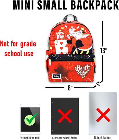 Disney Queen of Hearts Mini Backpack for Women - Bundle with 13" Alice in Wonderland Small Backpack Plus Stickers, More | Queen of Hearts Bag for Women, Teens, Girls, Kids in Saudi Arabia