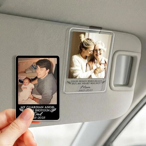 Personalized Memorial Photo Car Visor Clip - Custom Loss Of Dad, Mom Car Accessories, Guardian Angel Keepsake, Sympathy Gifts For Loss Of Loved Ones, In Loving Memory Gifts, Family Memorial Gift in Saudi Arabia