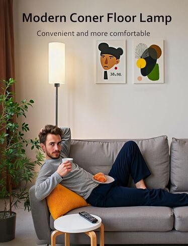 YHW 2PACK مصباح أرضي LED لغرفة المعيشة مع 3 درجات حرارة لونية، مصباح قائم طويل للقراءة الصناعية لغرفة النوم والمكتب، لمبة LED 12 وات، عاكس الضوء البيج متضمن 68.89 بوصة in Kuwait