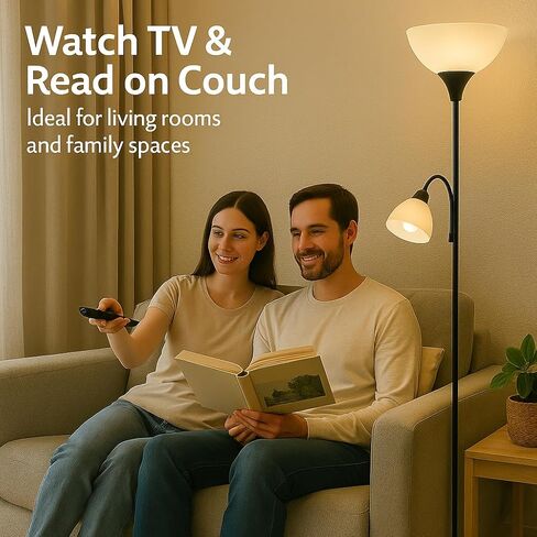 مصباح أرضي أسود قابل للتعديل مع ضوء للقراءة، مصباح طويل لغرفة المعيشة وغرفة النوم والمكتب ومصابيح سوزان 72 بوصة لغرفة المعيشة، ضوء الزاوية، مصباح حامل، مصابيح أرضية لغرفة المعيشة الحديثة in Kuwait