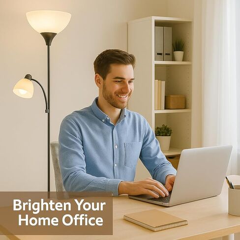 مصباح أرضي أسود قابل للتعديل مع ضوء للقراءة، مصباح طويل لغرفة المعيشة وغرفة النوم والمكتب ومصابيح سوزان 72 بوصة لغرفة المعيشة، ضوء الزاوية، مصباح حامل، مصابيح أرضية لغرفة المعيشة الحديثة in Kuwait