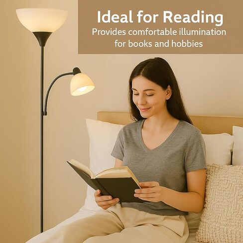 مصباح أرضي أسود قابل للتعديل مع ضوء للقراءة، مصباح طويل لغرفة المعيشة وغرفة النوم والمكتب ومصابيح سوزان 72 بوصة لغرفة المعيشة، ضوء الزاوية، مصباح حامل، مصابيح أرضية لغرفة المعيشة الحديثة in Kuwait