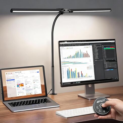 32.8'' Wide Desk Lamp with Clamp for Home Office, Eye-Caring LED Desk Lamp, Dimmable Table Clip Lamp for Dual Screen Computer Monitor, Adjustable Color Lighting Mode Computer Monitor Light in Saudi Arabia