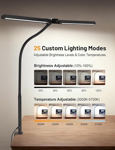 32.8'' Wide Desk Lamp with Clamp for Home Office, Eye-Caring LED Desk Lamp, Dimmable Table Clip Lamp for Dual Screen Computer Monitor, Adjustable Color Lighting Mode Computer Monitor Light in Saudi Arabia
