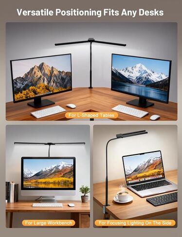 32.8'' Wide Desk Lamp with Clamp for Home Office, Eye-Caring LED Desk Lamp, Dimmable Table Clip Lamp for Dual Screen Computer Monitor, Adjustable Color Lighting Mode Computer Monitor Light in Saudi Arabia
