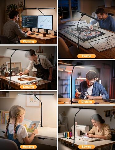 32.8'' Wide Desk Lamp with Clamp for Home Office, Eye-Caring LED Desk Lamp, Dimmable Table Clip Lamp for Dual Screen Computer Monitor, Adjustable Color Lighting Mode Computer Monitor Light in Saudi Arabia