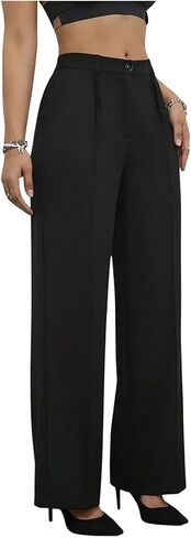GORGLITTER Women's Pleated High Waisted Dress Pants Trousers Dressy Wide Leg Straight Business Casual Work Slacks Pants in Saudi Arabia