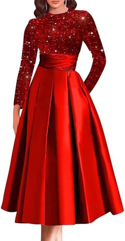 DREAMIND Long Mother of The Bride Dresses for Wedding 2026 Wine Red Prom Ball Gown A-Line Women's Sequin Evening Dress with Sleeve 10 in Saudi Arabia