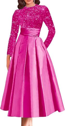 DREAMIND Long Mother of The Bride Dresses for Wedding 2026 Wine Red Prom Ball Gown A-Line Women's Sequin Evening Dress with Sleeve 10 in Saudi Arabia