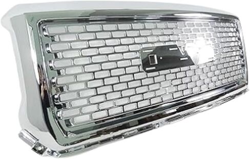 Front Grille Compatible with 2014 2015 GMC Sierra 1500 Aftermarket Grill Mesh Hood Honeycomb Style Grille (Chrome in Saudi Arabia