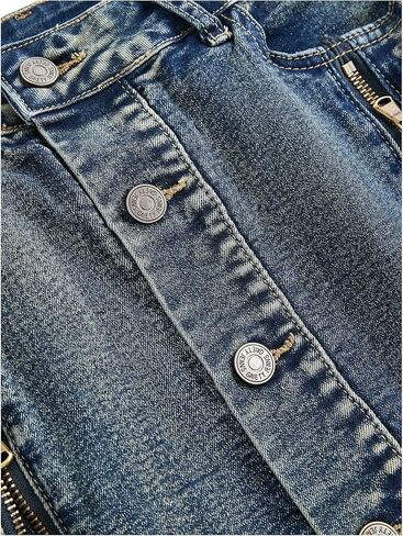 SOLY HUX Women's Y2k Mini Denim Skirts Button Zip Up Bodycon Jean Skirt Vintage Streetwear in Kuwait