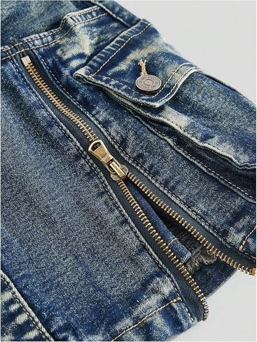 SOLY HUX Women's Y2k Mini Denim Skirts Button Zip Up Bodycon Jean Skirt Vintage Streetwear in Kuwait