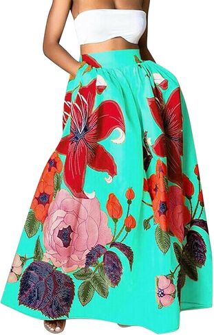 Maxi Skirts for Women with Pockets Trendy Floral Ankle Length Long Skirt Summer 2026 Casual Beach Vacation Clothes in Saudi Arabia