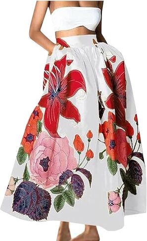 Maxi Skirts for Women with Pockets Trendy Floral Ankle Length Long Skirt Summer 2026 Casual Beach Vacation Clothes in Saudi Arabia