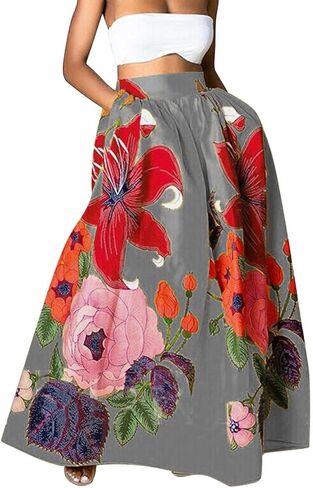 Maxi Skirts for Women with Pockets Trendy Floral Ankle Length Long Skirt Summer 2026 Casual Beach Vacation Clothes in Saudi Arabia
