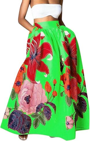 Maxi Skirts for Women with Pockets Trendy Floral Ankle Length Long Skirt Summer 2026 Casual Beach Vacation Clothes in Saudi Arabia
