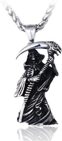 Grim Reaper Pendant Necklace - Stainless Steel Skull Jewelry in Saudi Arabia