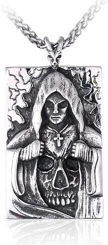 Grim Reaper Pendant Necklace - Stainless Steel Skull Jewelry in Saudi Arabia