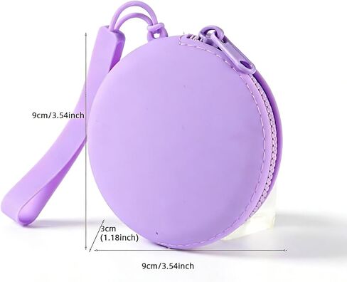 Purple Mini Silicone Coin Purse Round Earphone Case Portable Data Cable Storage Bag Waterproof Key Holder Organizer (Pack of 1) in Saudi Arabia
