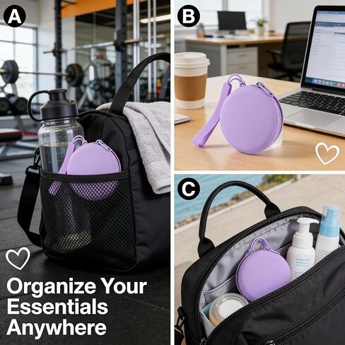 Purple Mini Silicone Coin Purse Round Earphone Case Portable Data Cable Storage Bag Waterproof Key Holder Organizer (Pack of 1) in Saudi Arabia