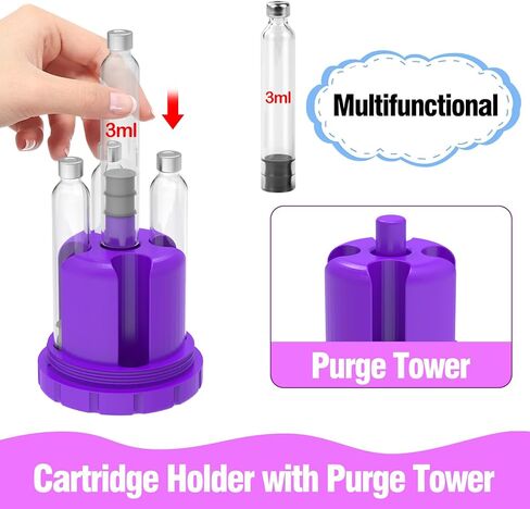 حامل خرطوشة 3 مل مع برج تطهير، محطة تطهير وملء خراطيش قلم السفر، يستخدم فقط لخراطيش/قارورة أقلام 3 مل (12 مم × 64 مم)، تخزين الخرطوشة، حافظة واقية (رمادي 02) in Kuwait