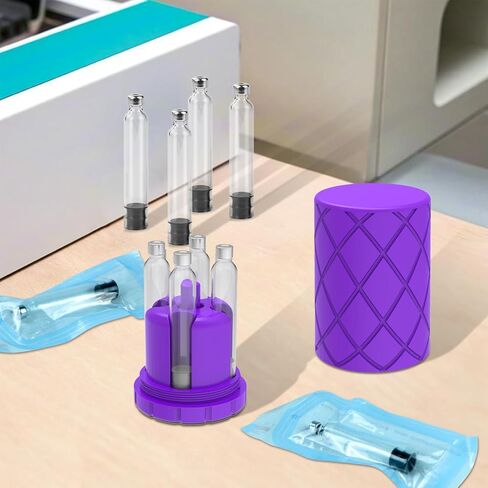 حامل خرطوشة 3 مل مع برج تطهير، محطة تطهير وملء خراطيش قلم السفر، يستخدم فقط لخراطيش/قارورة أقلام 3 مل (12 مم × 64 مم)، تخزين الخرطوشة، حافظة واقية (رمادي 02) in Kuwait