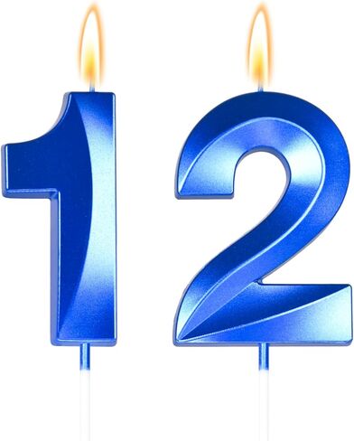 Big 2.76 inch Blue 12 Birthday Candle 11th Birthday Decorations for Boys, 12th Birthday Candles for Bruh Im 12 Birthday Decorations,Number 12 Candles in Kuwait