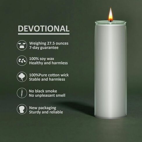 Bulk 12 Pack 7 Day Soy Wax Prayer Candles in Glass – Natural Clean Burning, Unscented Devotional Catholic Candle for Church, Vigil & Memorial (White) in Saudi Arabia