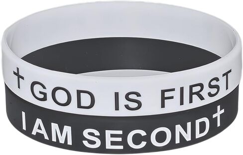 God is First I am Second Bracelet Inspirational Bible Verses Bracelet Christian Rubber Wristbands Bracelets Motivational Faith Jewelry for Women Men in Saudi Arabia