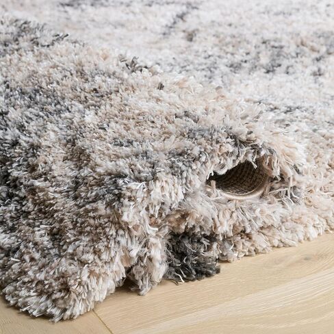 SAFAVIEH Iceland Shag Collection 6'7" Square Cream/Grey ISG514A Modern Non-Shedding Living Room Bedroom Dining Room Entryway Plush 2.6-inch Area Rug in Saudi Arabia