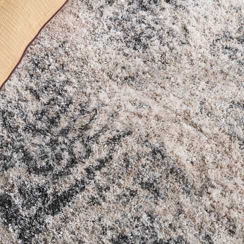 SAFAVIEH Iceland Shag Collection 6'7" Square Cream/Grey ISG514A Modern Non-Shedding Living Room Bedroom Dining Room Entryway Plush 2.6-inch Area Rug in Saudi Arabia
