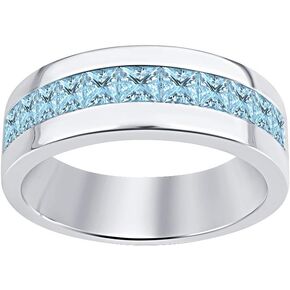 14K الذهب الأبيض أكثر من 0.925 جنيه استرليني من الفضة الأميرة قص الزبرجد خاتم الزفاف للرجال in Kuwait