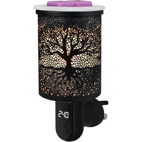 جهاز تسخين الشمع الإضافي مع مؤقت عرض رقمي وبطانة سيليكون واحدة، موقد شمع كهربائي معدني، سخان عطر ومصباح ليلي، لغرفة النوم المنزلية، المطبخ، المرآب، هدايا، ديكور، سبا للعلاج العطري (بانيان) in Kuwait