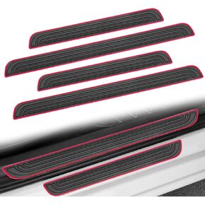 4PCS Car Door Sill Protector, Anti-Scratch & Waterproof Auto Door Edge Step Threshold Protection, Car SUV Automobile Universal Rubber Scratch Resistant Exterior Accessories (Black/Red) in Kuwait