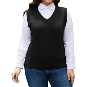 Plus Size Sweater Vest for Women V Neck Lightweight Knit Sleeveless Tank Top Pullover Sweaters Vest Classy in Saudi Arabia