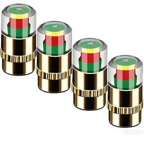 4PCS Car Tire Pressure Monitor Valve Stem Caps - 3 Color Eye Alert Sensor Indicator (Golden, 2.2Bar 32PSI) in Kuwait